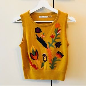alice+olivia floral wool top/vest